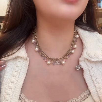 CC Color Beads Pearl Chain Necklace