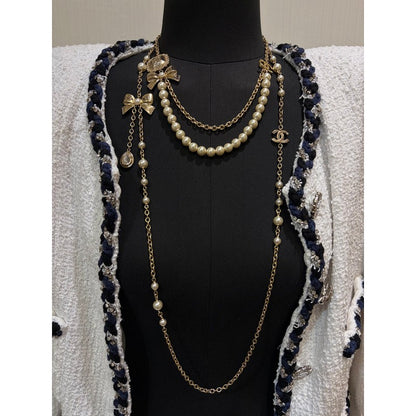 CC 25K Bow-Knot Pearl Long Necklace