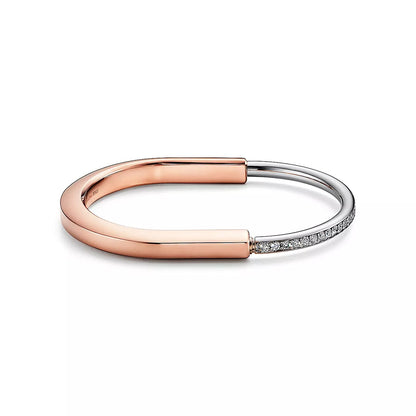 Tiffany Lock Bangle Half Pave Diamonds Bracelet