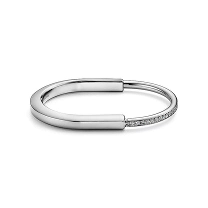 Tiffany Lock Bangle Half Pave Diamonds Bracelet